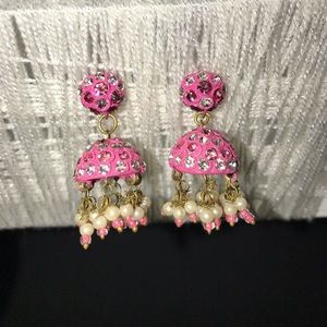 Pink Jhumka earrings